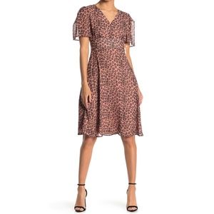 Alexia Admor Floral V-Neck Fit & Flare Dress Tan 2